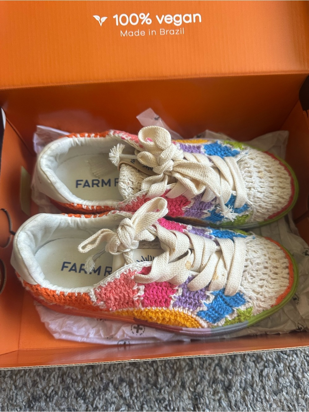 Farm Rio Sunset Crochet Flatform Sneakers - size 6.5